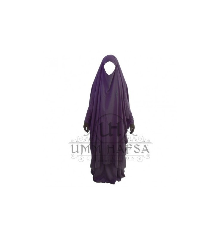 Jilbab/Jilbeb Saoudien Prune 2 Pièces à Clips Umm Hafsa