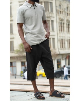 Bermuda jean qabail noir