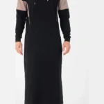 Qamis qabail unik noir et beige Qamis à capuche Qaba’il Unik noir et beige