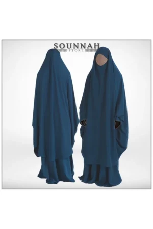 Jilbab/Jilbeb 2 pièces jupe bleu canard Al Manassik