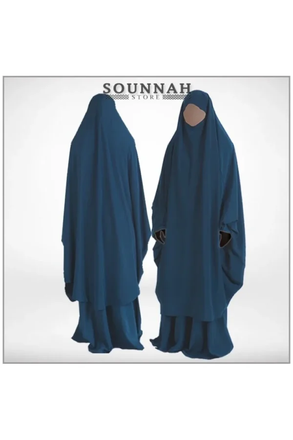 Jilbab/Jilbeb 2 pièces jupe bleu canard Al Manassik