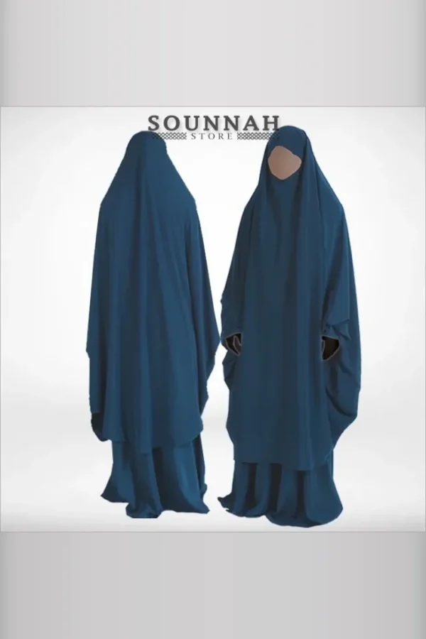 Jilbab/Jilbeb 2 pièces jupe bleu canard Al Manassik Jilbab 2 pièces jupe Al Manassik bleu canard (bleu-vert profond)