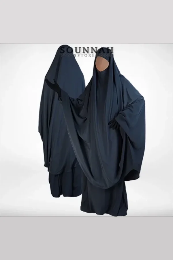 Jilbab 2 pièces jupe Al Manassik gris anthracite (gris très foncé, tirant sur le bleu ardoise)