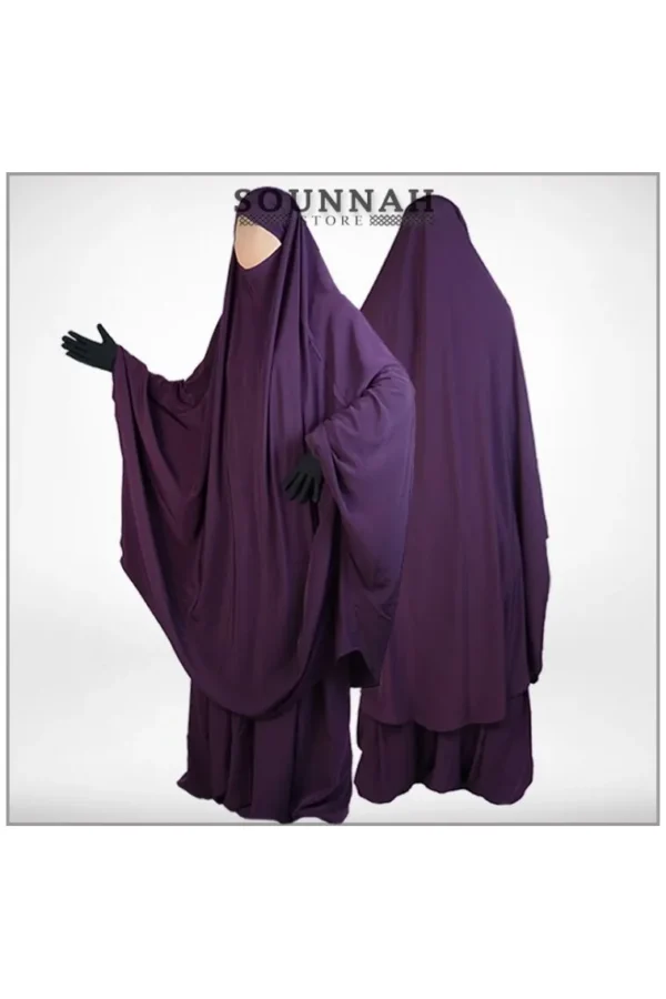 Jilbab/Jilbeb 2 pièces jupe prune - Al Manassik