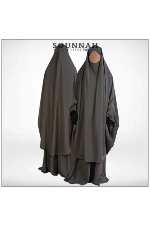 Jilbab/Jilbeb 2 pièces jupe taupe Al Manassik