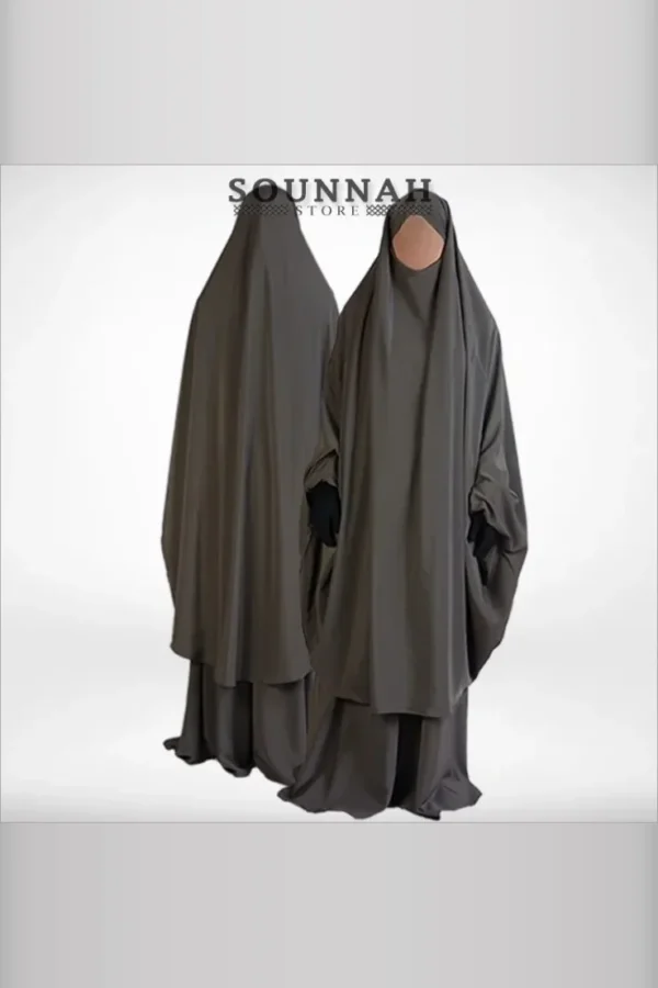 Jilbab 2 pièces jupe Al Manassik taupe (gris-brun, de ton moyen)