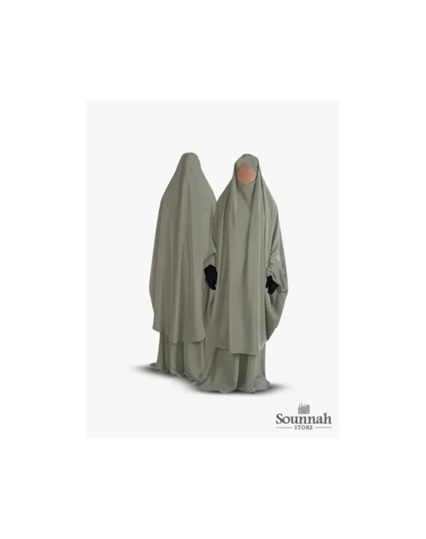 Jilbab/Jilbeb 2 pièces jupe vert clair Al Manassik