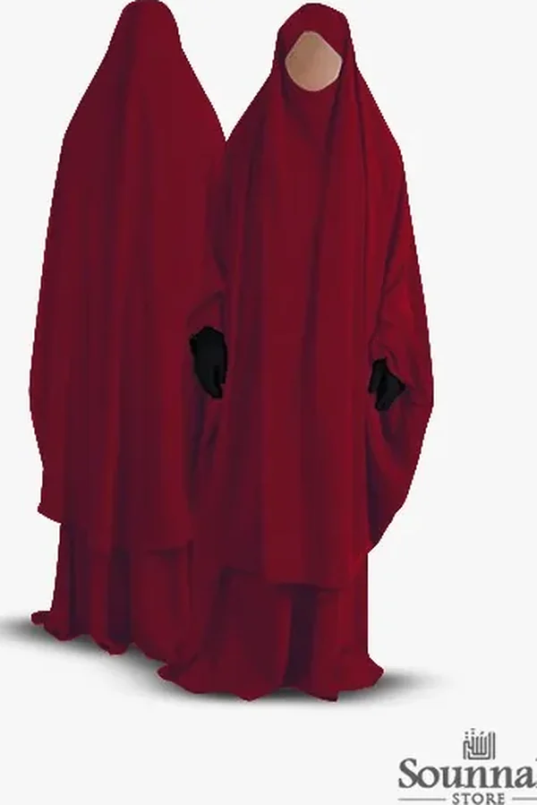 Jilbab/Jilbeb 2 pièces jupe cerise Al Manassik Jilbab 2 pièces jupe Al Manassik cerise (rouge profond)
