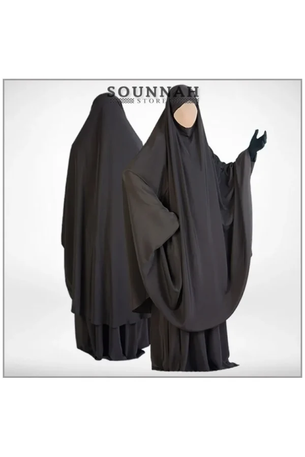 Jilbab/Jilbeb 2 pièces sarouel marron Al Manassik