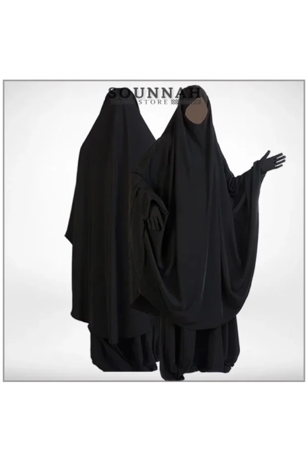 Jilbab/Jilbeb 2 pièces sarouel noir Al Manassik