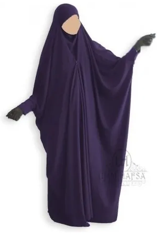 Jilbab/Jilbeb Saoudien Noir à Clips Umm Hafsa Jilbab saoudien à clips Umm Hafsa aubergine (violet foncé, presque noir)