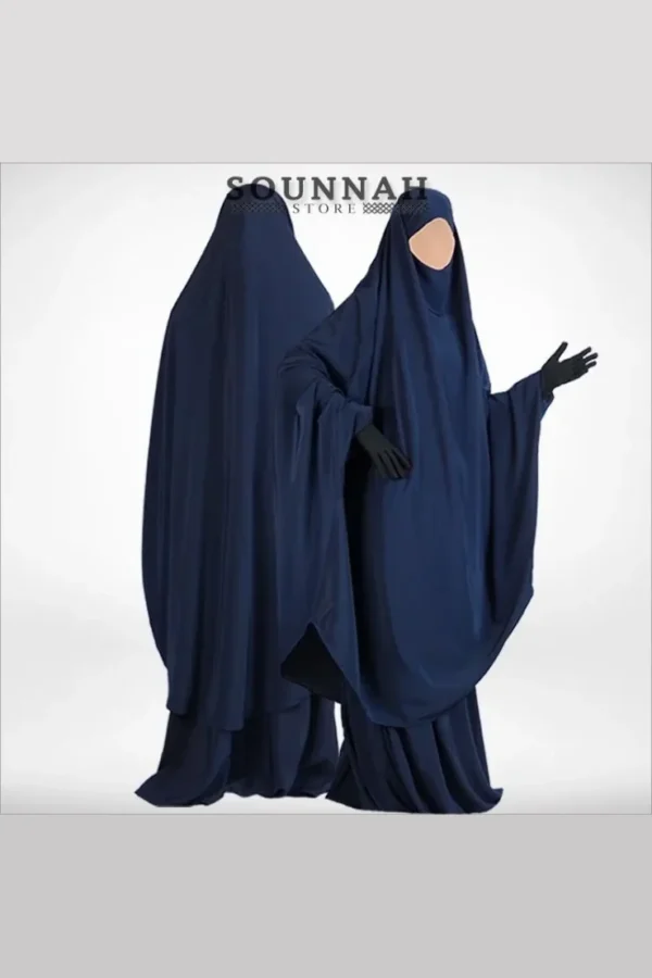 Jilbab/Jilbeb 2 pièces jupe bleu nuit - Al Manassik Jilbab 2 pièces jupe Al Manassik bleu nuit (bleu marine profond)