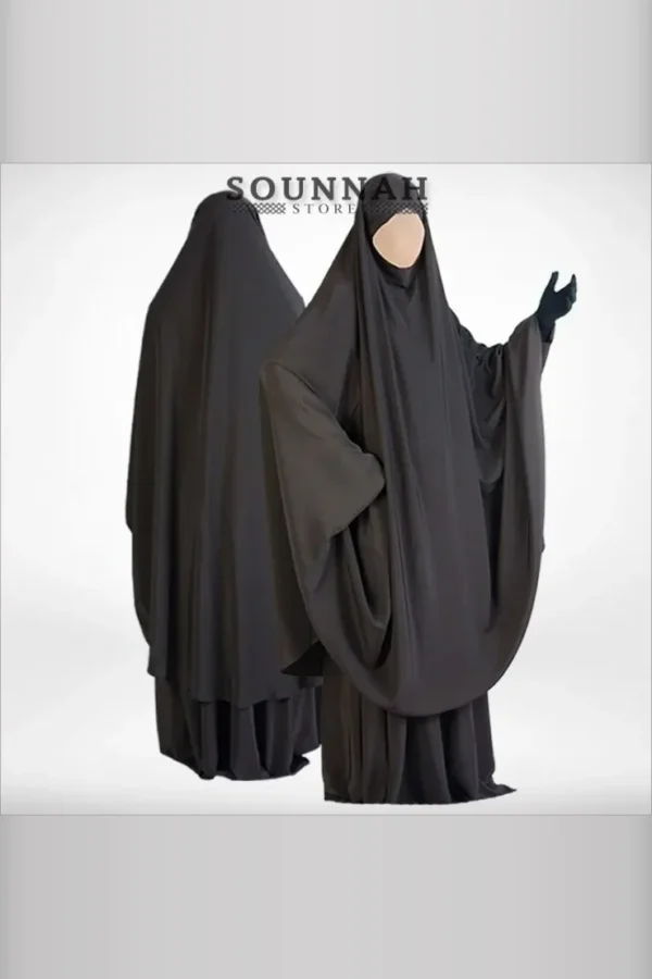 Jilbab 2 pièces jupe Al Manassik marron (marron foncé)