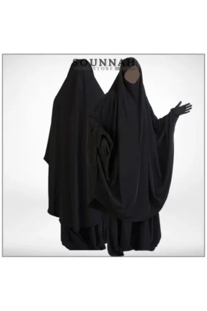 Jilbab/Jilbeb 2 pièces jupe noir Al Manassik