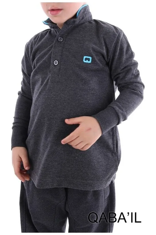 Polo qaba'il enfant gris anthracite