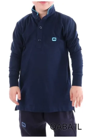 Polo qaba'il enfant bleu nuit