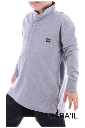 Polo qaba'il enfant gris clair