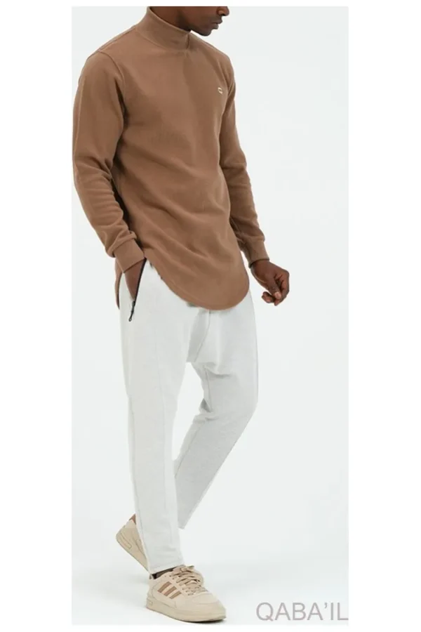 Pull col montant qaba'il taupe