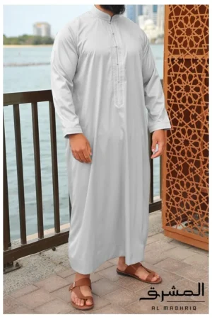 Qamis bahreini Al mashriq gris clair Qamis bahreini Al mashriq gris clair