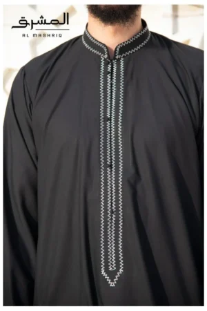 Qamis bahreini coton " Al mashriq " noir Qamis bahreini coton " Al mashriq " noir