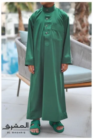 Qamis saoudien enfant Al mashriq vert