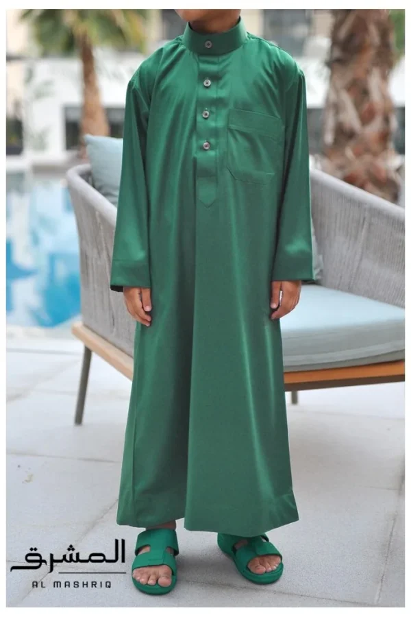 Qamis saoudien enfant Al mashriq vert