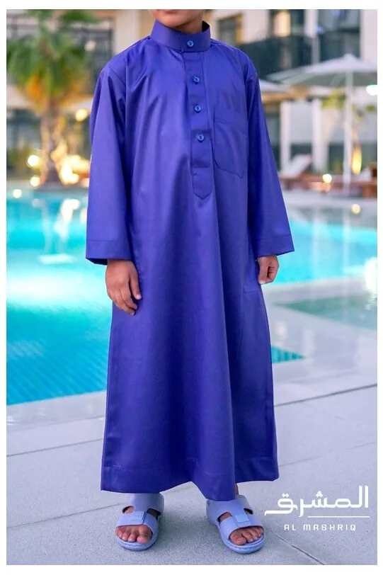 Qamis saoudien enfant Al mashriq bleu roy