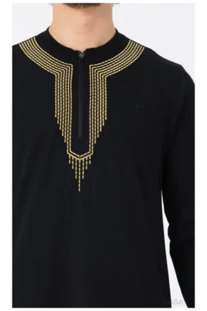 Qamis qabail brodé Sham noir Qamis qabail brodé Sham noir