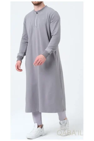 Qamis qabail brodé Sham gris Qamis qabail brodé Sham gris
