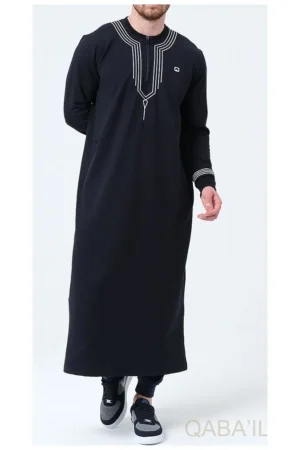 Qamis qabail brodé Sham Bleu nuit Qamis qabail brodé Sham Bleu nuit