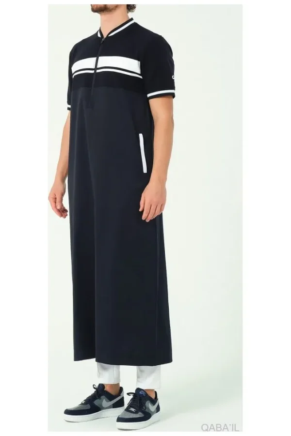 Qamis qabail navy bleu et blanc