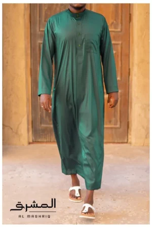 Qamis saoudien "Al mashriq" vert bouteille Qamis saoudien "Al mashriq" vert bouteille