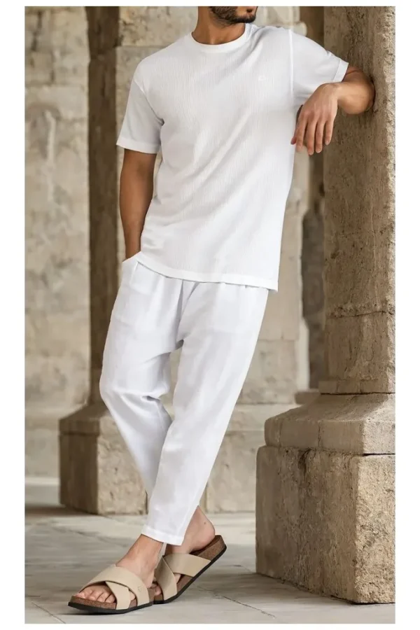 Tee shirt qabail waffle ecru