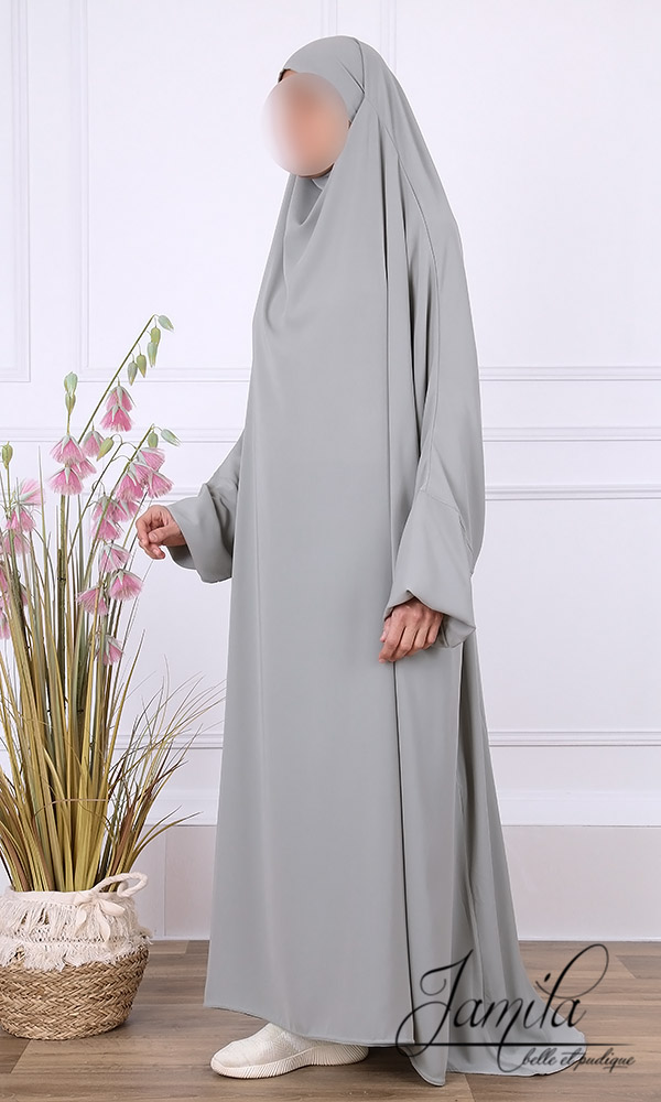 IMG_6301 Jilbab 2 pièces jupe Jamila gris clair
