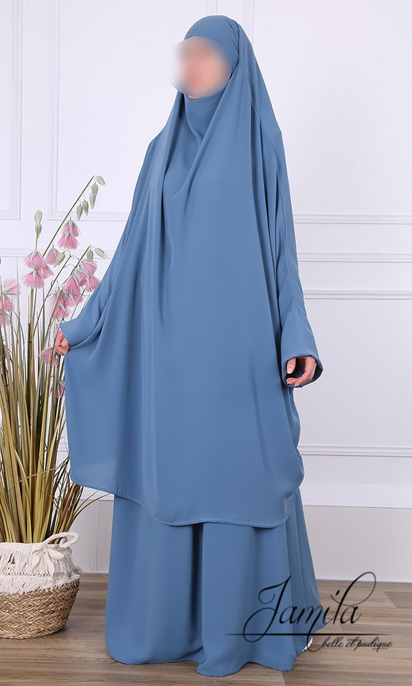 IMG_6472 Jilbab 2 pièces jupe Jamila bleu pétrole
