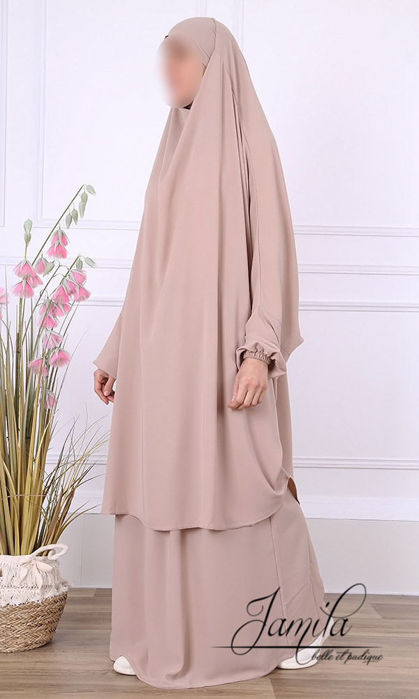 Jilbab 2 pièces jupe Jamila taupe (beige rosé)