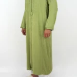 Caftan homme peau de pêche vert émeraude Caftan homme peau de pêche vert émeraude (vert olive clair), autre profil