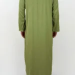Caftan homme peau de pêche vert émeraude Caftan homme peau de pêche vert émeraude (vert olive clair), vue de dos
