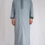 Djellaba homme hiver bleu chiné Djellaba homme hiver bleu chiné, gris bleu à passementerie