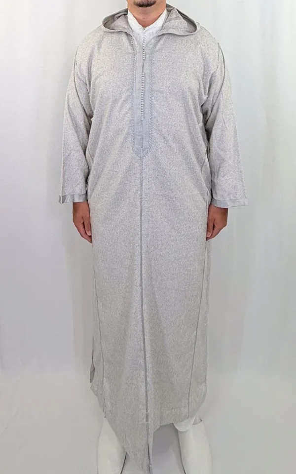 Djellaba homme hiver gris clair Djellaba homme hiver gris clair (gris perle) à capuche