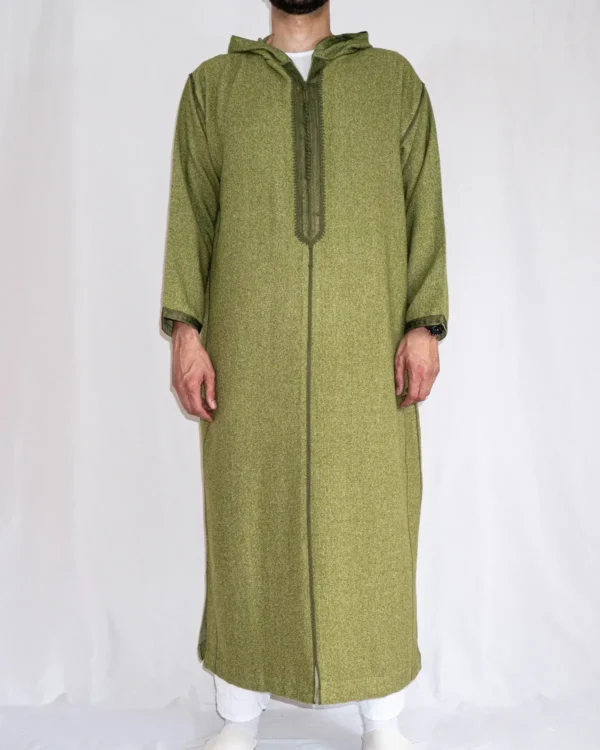 Djellaba homme hiver vert Djellaba homme hiver verte (vert kaki chiné) à capuche