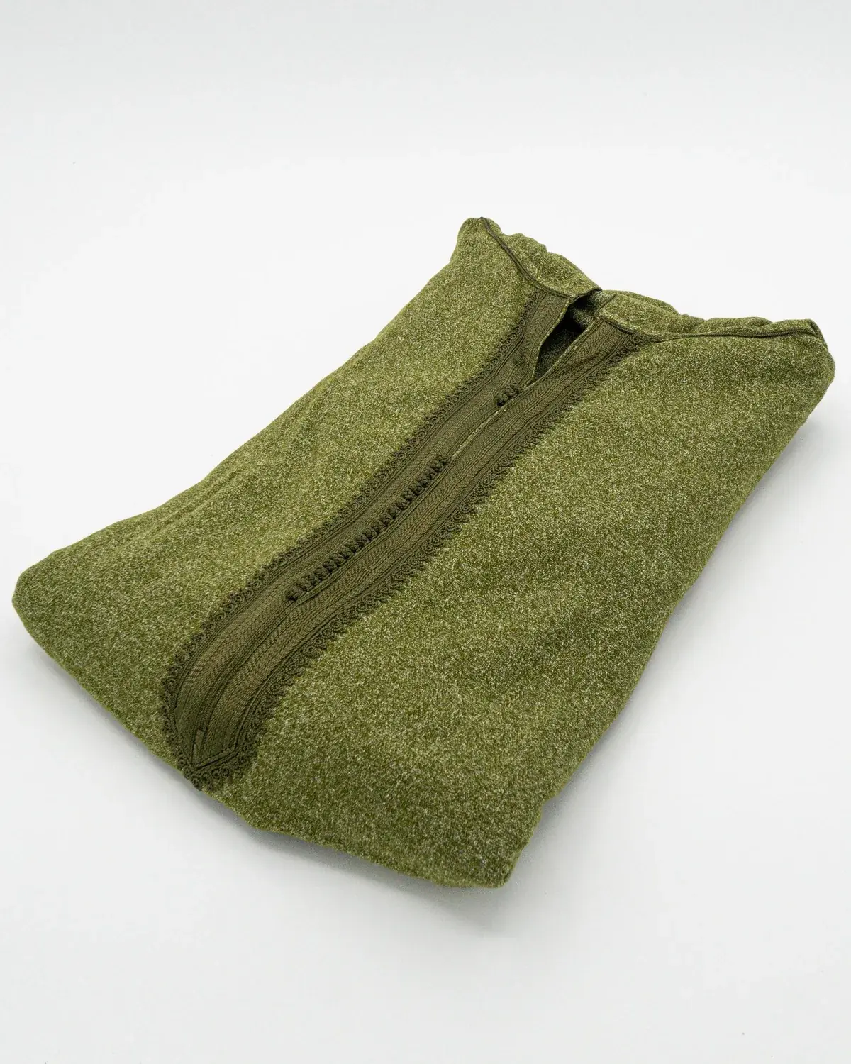 Djellaba homme hiver vert Djellaba homme hiver verte (vert kaki chiné) à capuche, pliée