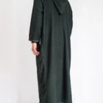 Djellaba homme hiver vert sapin Djellaba homme hiver vert sapin, chiné sombre à capuche, vue de dos
